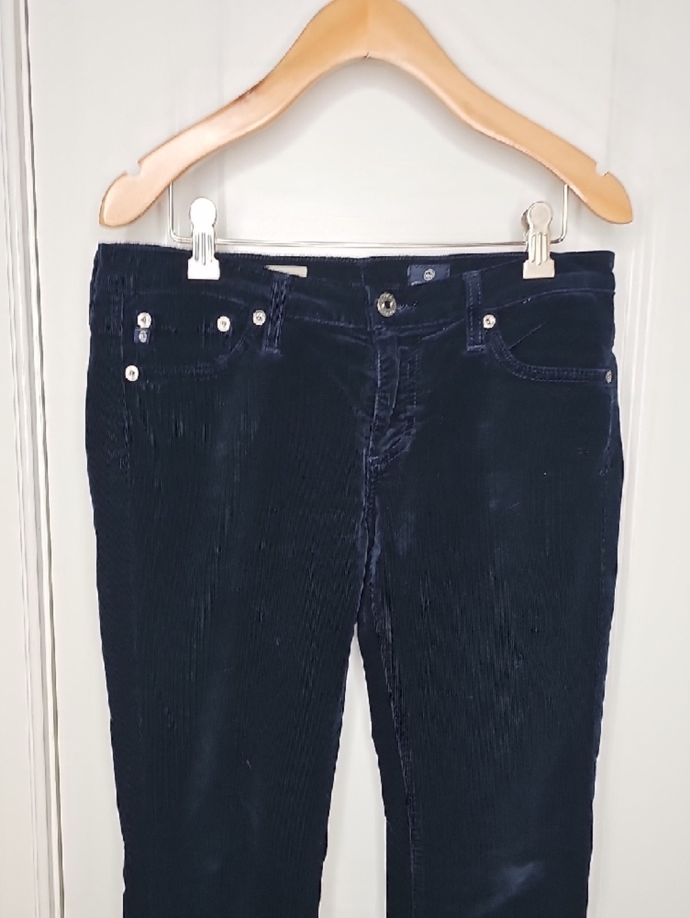 AG Adriano Goldschmied Navy Blue Corduroy The Ballad Slim Boot Jeans - Size 28 - Picture 6 of 10